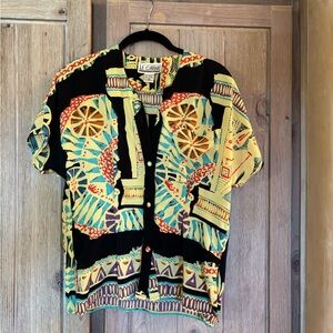 Le Caviar Colorful Geometric short sleeve blouse